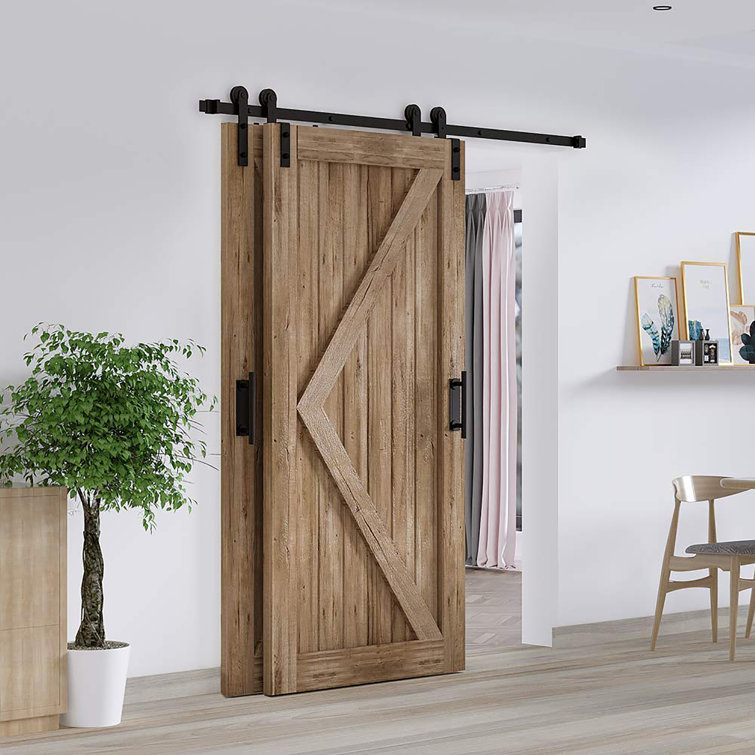 ZEKOO Single Bypass Double Door Barn Door Hardware Kit | Wayfair